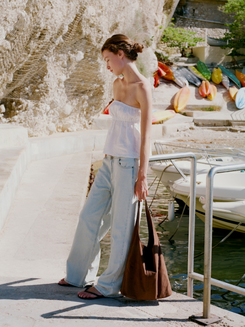 G LEATHER SHOULDER BAG (MOCHA)