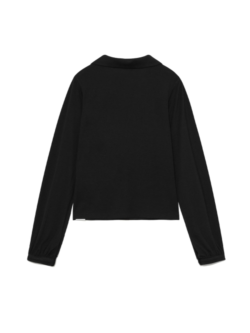 G V-COLLAR HENLEY TOP (BLACK)