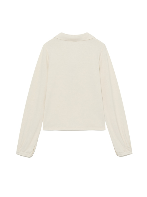 G V-COLLAR HENLEY TOP (LIGHT BEIGE)