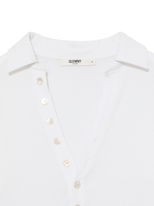 G V-COLLAR HENLEY TOP (WHITE)