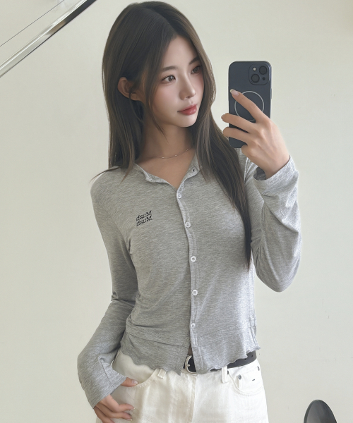 LAYERED FRILL CARDIGAN [GRAY]