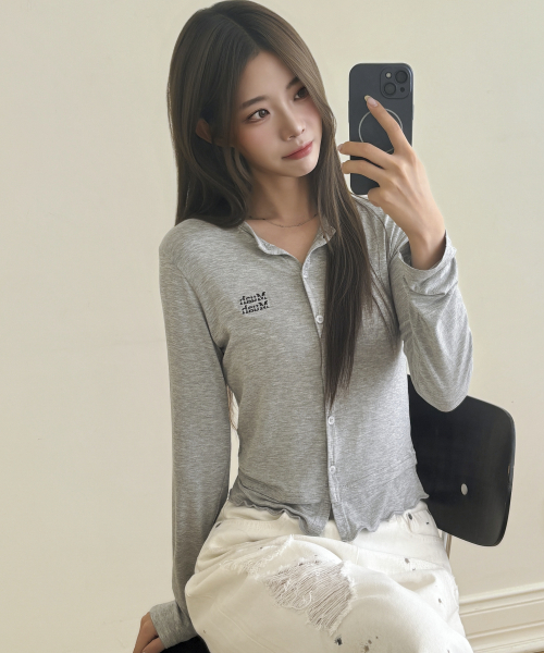 LAYERED FRILL CARDIGAN [GRAY]