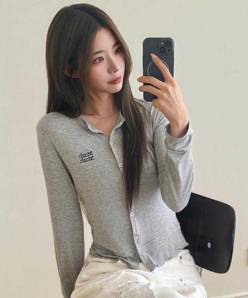 LAYERED FRILL CARDIGAN [GRAY]