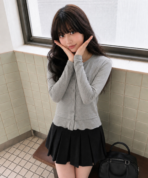 LAYERED FRILL CARDIGAN [GRAY]