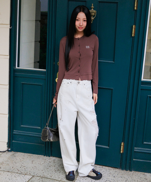 LAYERED FRILL CARDIGAN [RED BROWN]