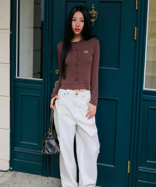 LAYERED FRILL CARDIGAN [RED BROWN]