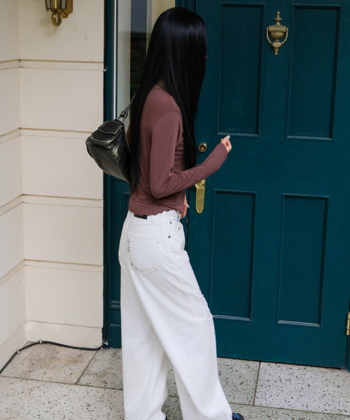 LAYERED FRILL CARDIGAN [RED BROWN]