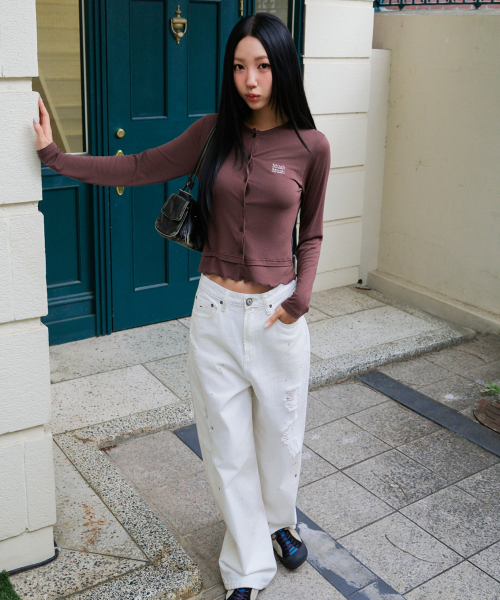 LAYERED FRILL CARDIGAN [RED BROWN]