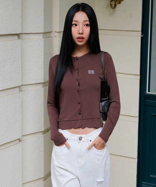LAYERED FRILL CARDIGAN [RED BROWN]