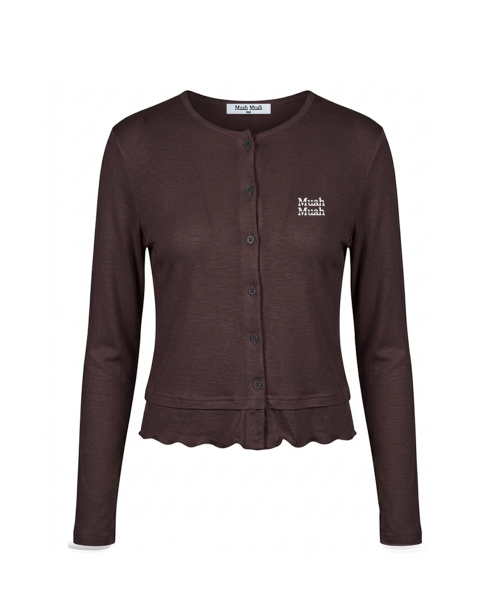 LAYERED FRILL CARDIGAN [RED BROWN]