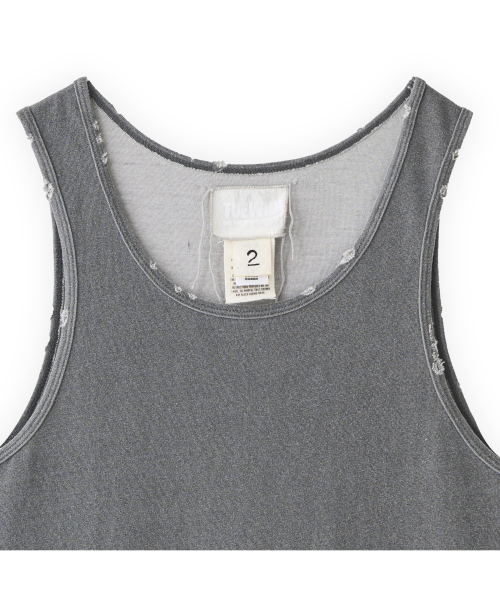 Mini cigarette pocket sleeveless top in washed gray