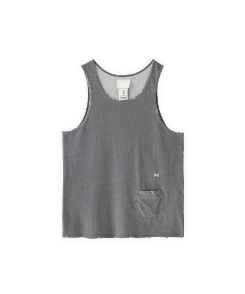 Mini cigarette pocket sleeveless top in washed gray