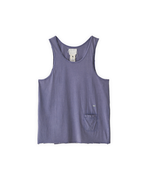 Mini cigarette pocket sleeveless top in washed purple