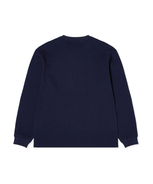 로고 와플 롱슬리브 티셔츠 Navy
