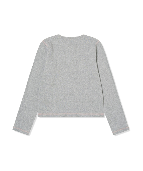 여성 하트 로고 헨리넥 롱슬리브 Medium Grey Melange