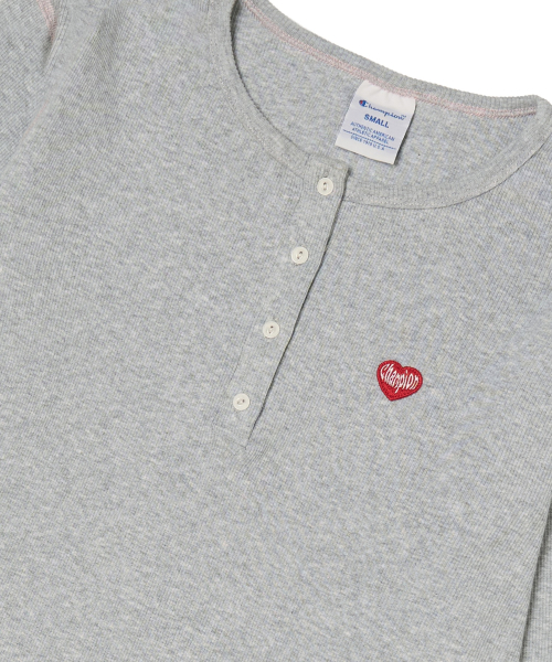 여성 하트 로고 헨리넥 롱슬리브 Medium Grey Melange
