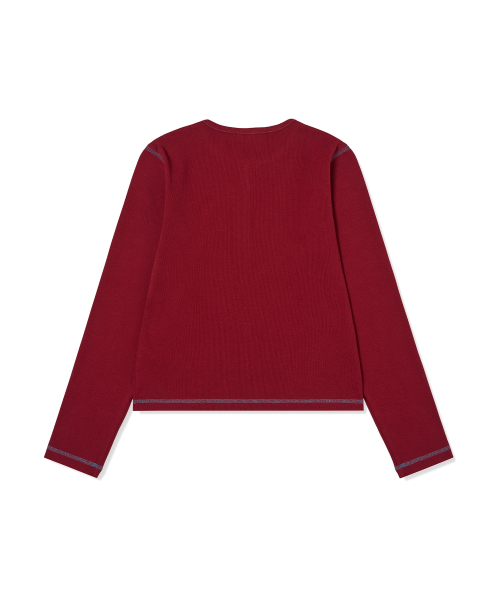 여성 하트 로고 헨리넥 롱슬리브 Red