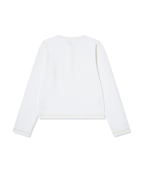 여성 하트 로고 헨리넥 롱슬리브 White
