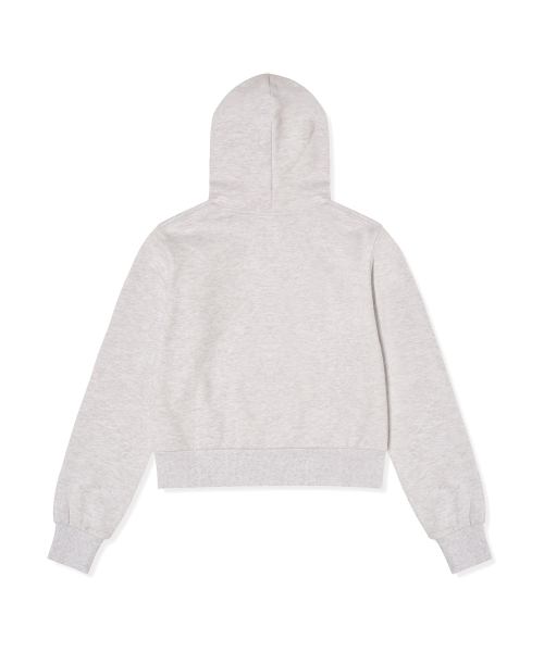여성 하트 로고 크롭 기모 후드 티셔츠 Light Grey