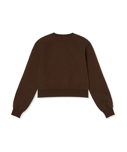 여성 넘버링 크롭 기모 스웨트 셔츠 Brown