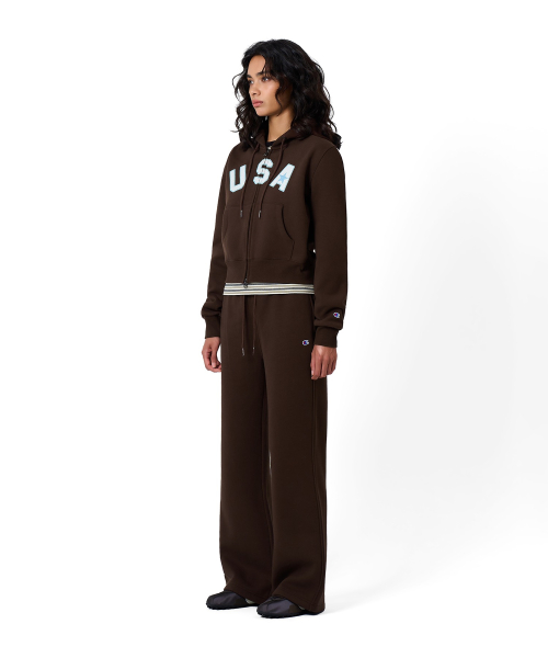 여성 기모 부츠컷 스웨트 팬츠 Brown