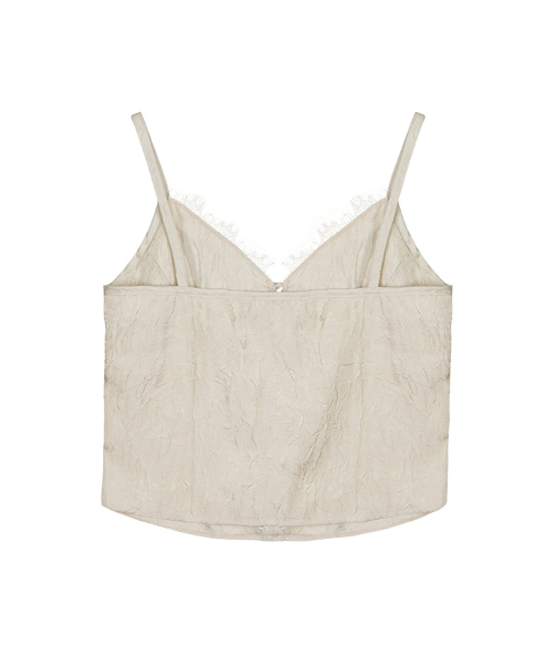 SATIN LACE CAMI TOP_BEIGE