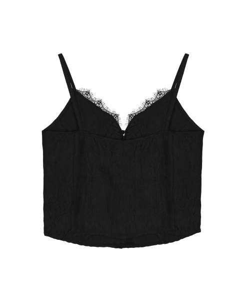 SATIN LACE CAMI TOP_BLACK