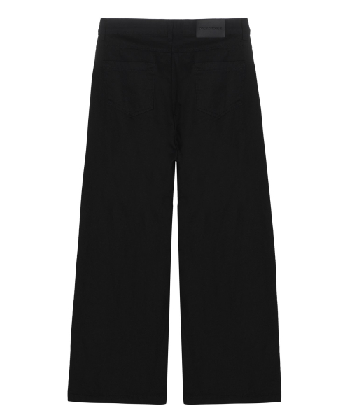 STUD CURVED WIDE PANTS_BLACK