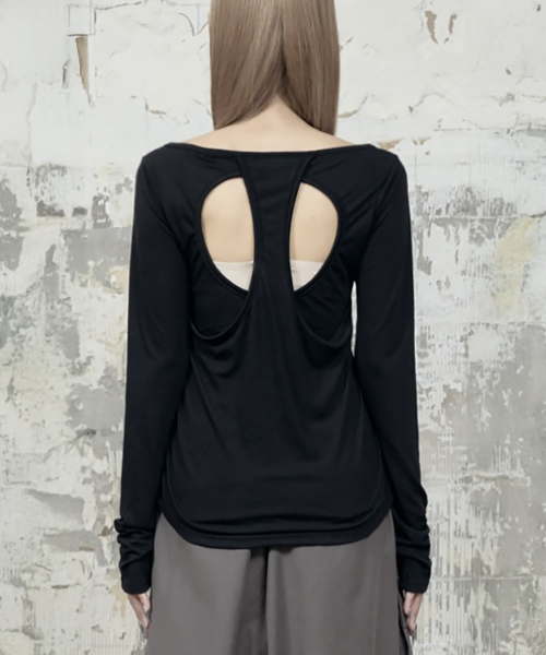 Back Double Cross Printing Long Sleeve (Black)