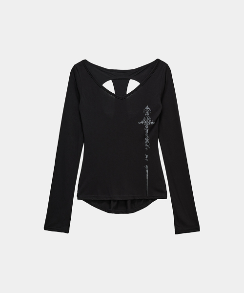 Back Double Cross Printing Long Sleeve (Black)