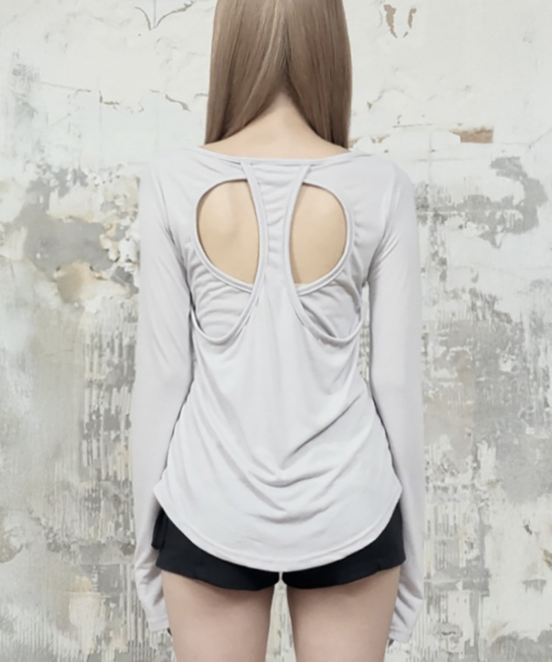 Back Double Cross Printing Long Sleeve (Gray)