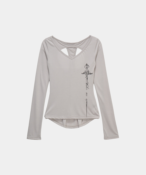 Back Double Cross Printing Long Sleeve (Gray)