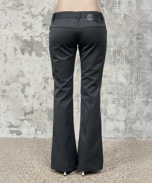 Button Stitch Low Rise Bootcut Pants (Charcoal)