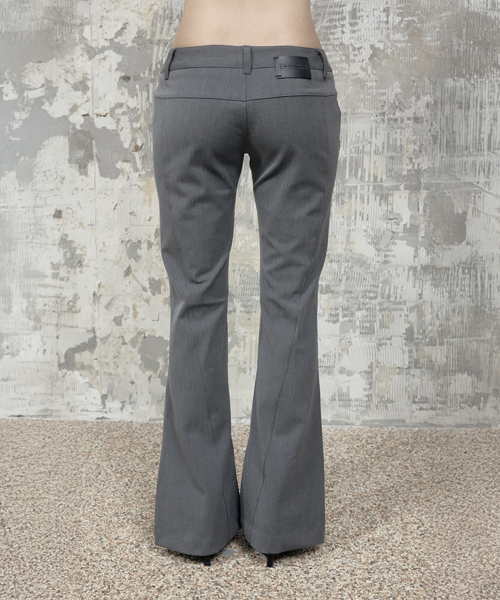 Button Stitch Low Rise Bootcut Pants (Gray)