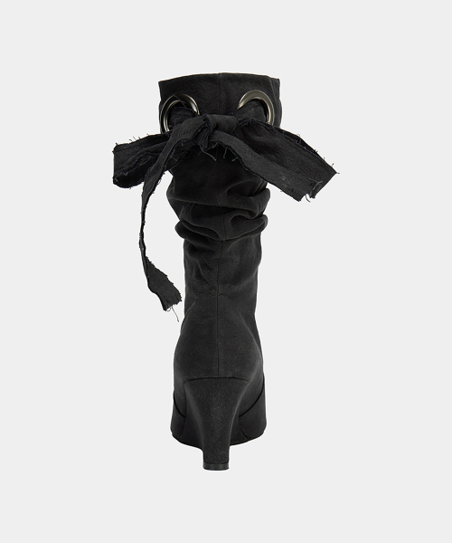 Ankle Wedge Heel Boots (Black)