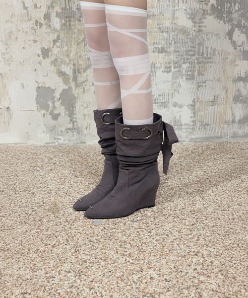 Ankle Wedge Heel Boots (Brown)