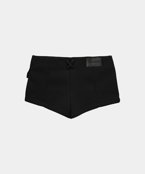 Waffle Zipper Hot Pants (Black)