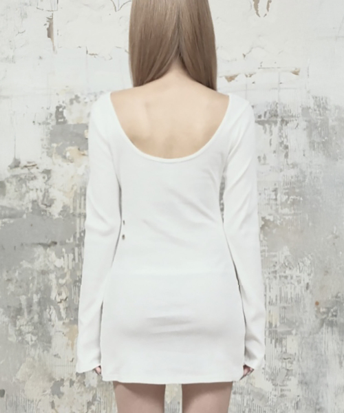 Layered Lingerie long Slip Dress (White)