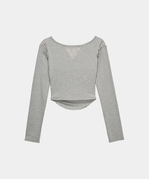 Bust Line Pintuck Detail Long Sleeve (Gray)