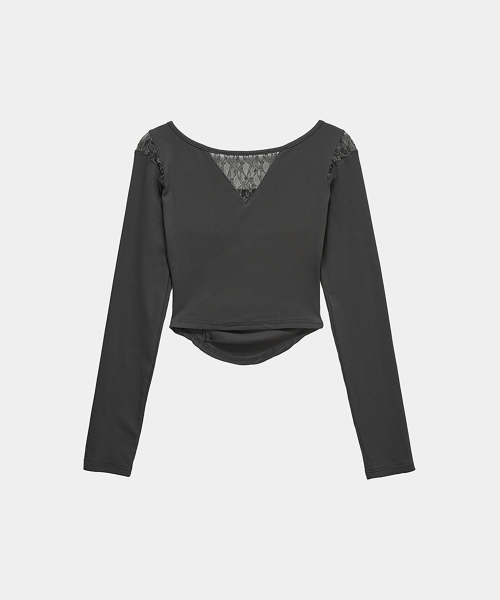 Bust Line Pintuck Detail Long Sleeve (Dark Gray)