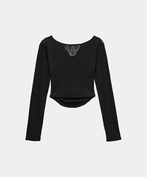 Bust Line Pintuck Detail Long Sleeve (Black)