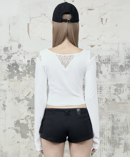 Bust Line Pintuck Detail Long Sleeve (White)