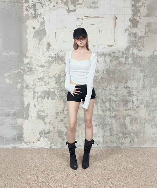 Bust Line Pintuck Detail Long Sleeve (White)