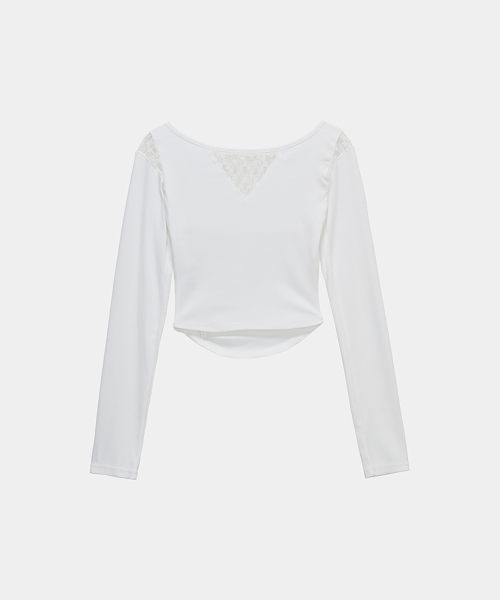 Bust Line Pintuck Detail Long Sleeve (White)