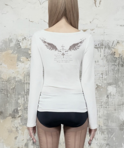 Drape Wing Shirring Long Sleeve (White)