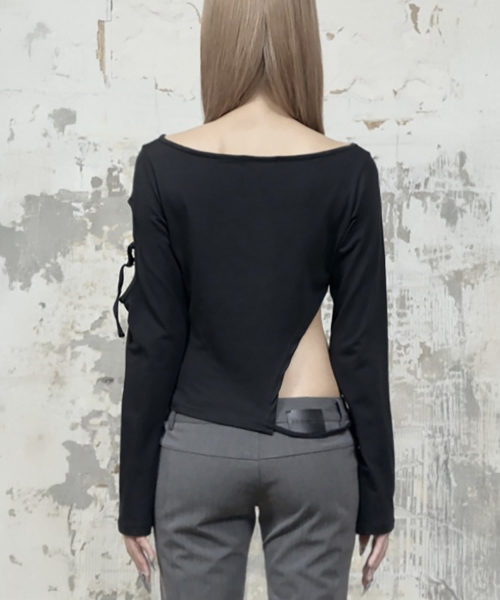String Panel Point Long Sleeve (Black)