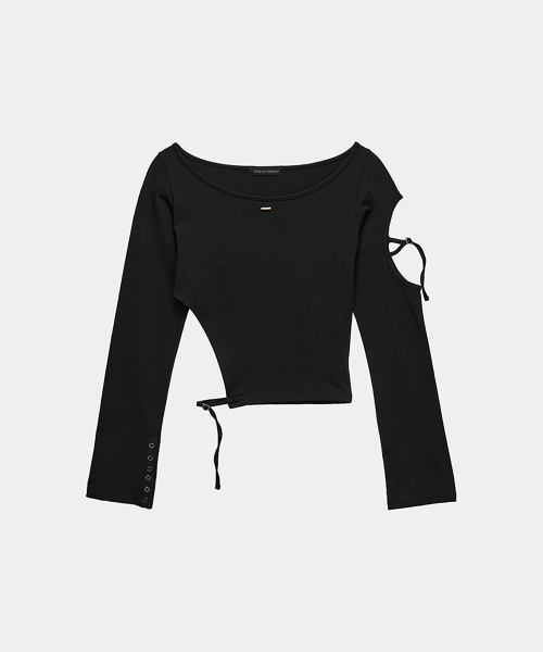 String Panel Point Long Sleeve (Black)