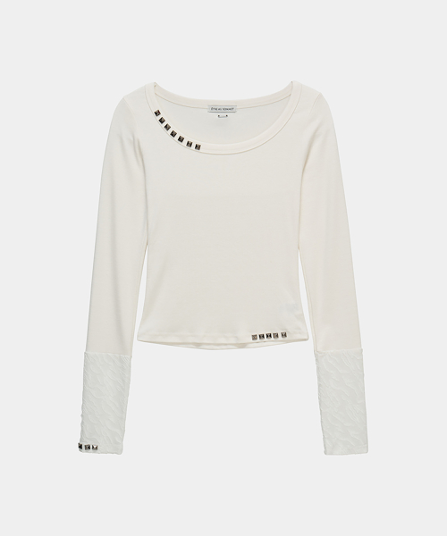 Stud Metal Point Long Sleeve (White)