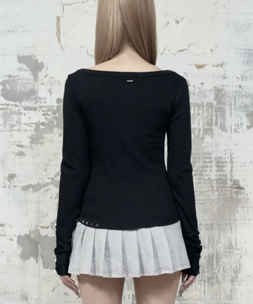 Stud Metal Point Long Sleeve (Black)