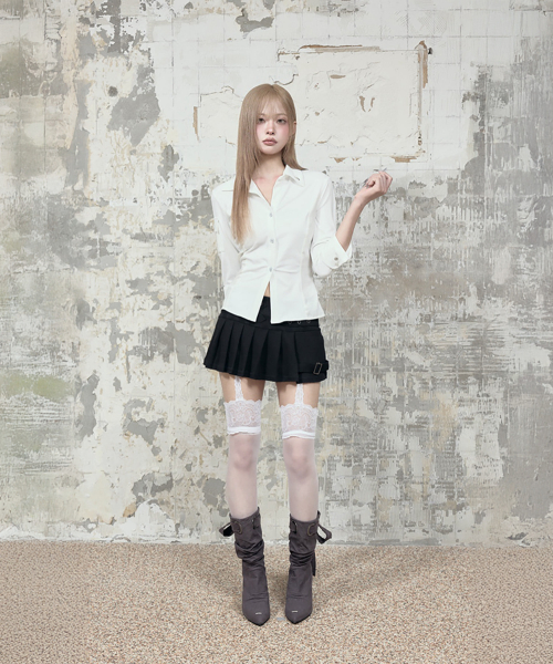 Jacquard Corset Line Pocket Shirt (White)
